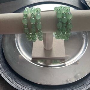 Elegant Green Beaded Bracelet Set